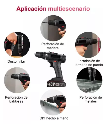 Taladro Inalámbrico 48V Recargable con 28 Accesorios